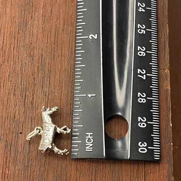 Vintage 925 Sterling Silver "Democrat" Donkey Political Party Pendant Charm - Picture 4 of 5